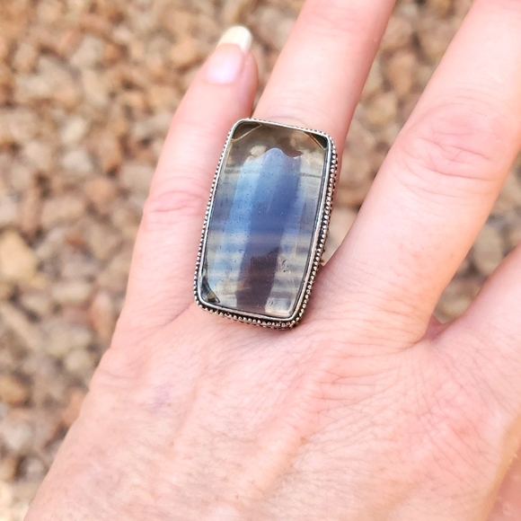 New Oversized Fluorite 925 Silver Ring. - Picture 2 of 12